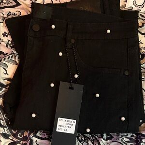 Black Pearl-Embellished men Jeans - Size 38